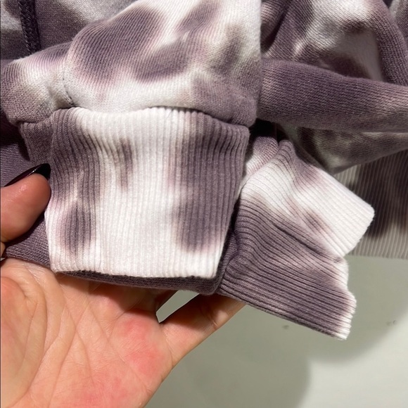 Velocity Cropped purple & white hoodie tie-dye sweatshirt sweater Size Medium - Picture 4 of 5